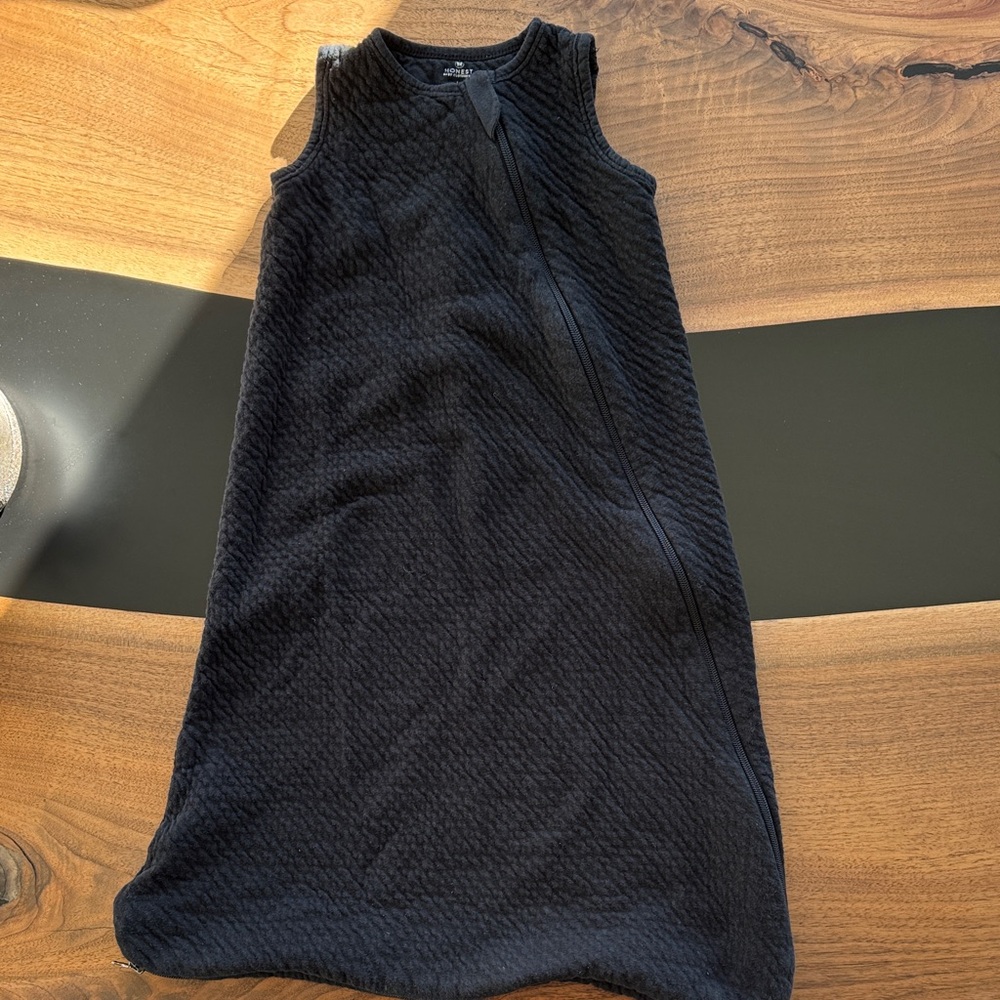 HonestBaby Organic Cotton Matelasse Wearable Blanket, Black, Large